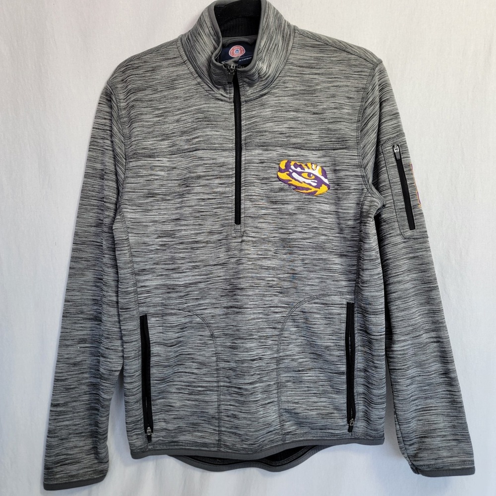 G3Sports LSU Tigers Tiger Eye Pullover Mens Half‎ Zip Purple and Gold Sz Small